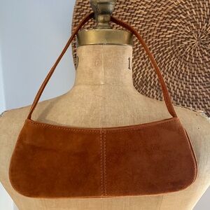 LK Bennett, orange suede mini bag.